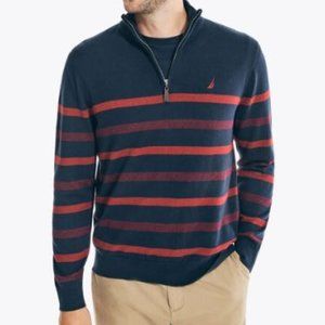 NWT Nautica Quarter Zip Striped NavTech Navy Sweater 3XL